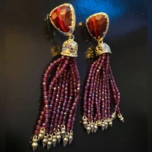 Kendra Scott Burgundy Beaded Tassel Earrings